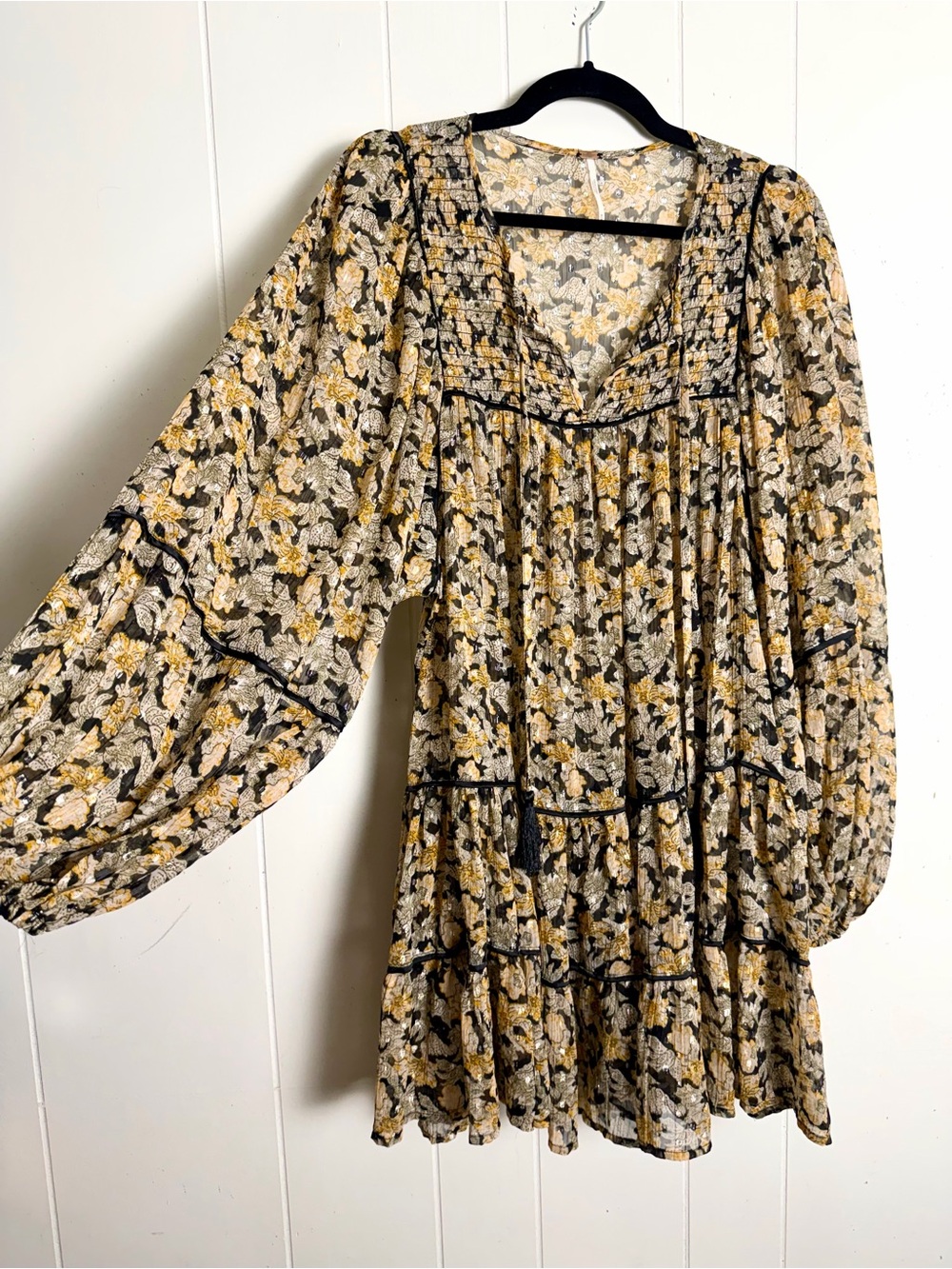 Free People Sheer Floral Pullover Dress size Medium